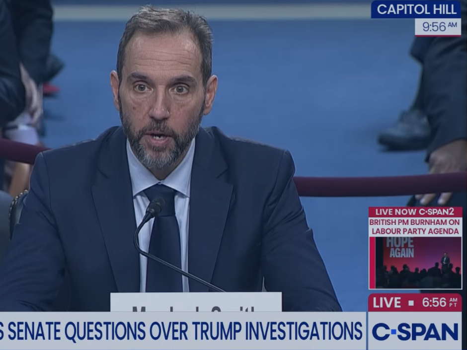 Image of Jack Smith at a hearing, based on C-SPAN footate