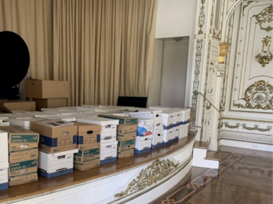 Image of boxes of documents at Mar-A-Lago.