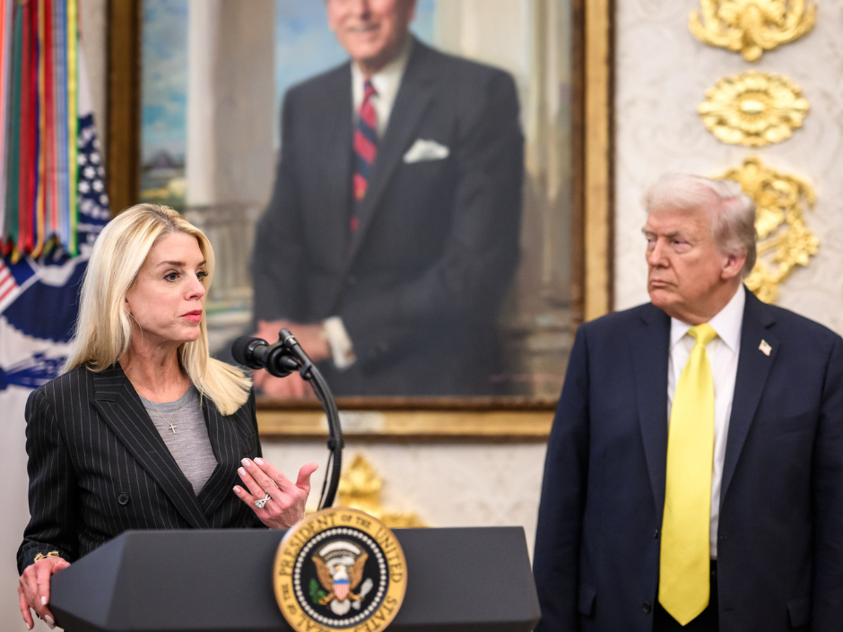 Image of Pam Bondi with Donald Trump.
