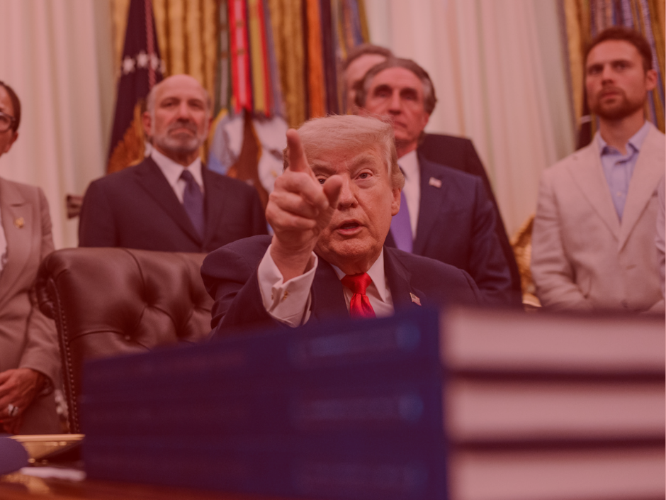Image of Donald Trump with a red filter.